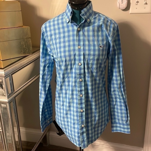 Vineyard Vines mens blue plaid button down small - Picture 1 of 5